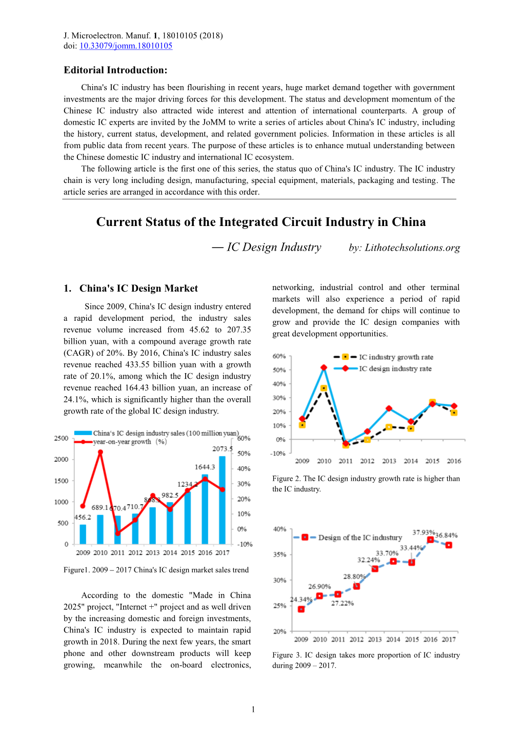 Current Status of the Integrated Circuit Industry in China