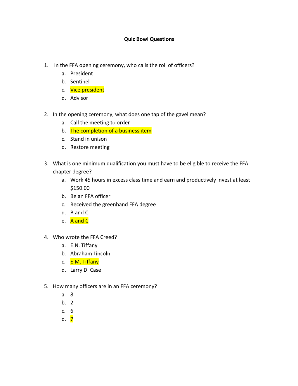 Quiz Bowl Questions