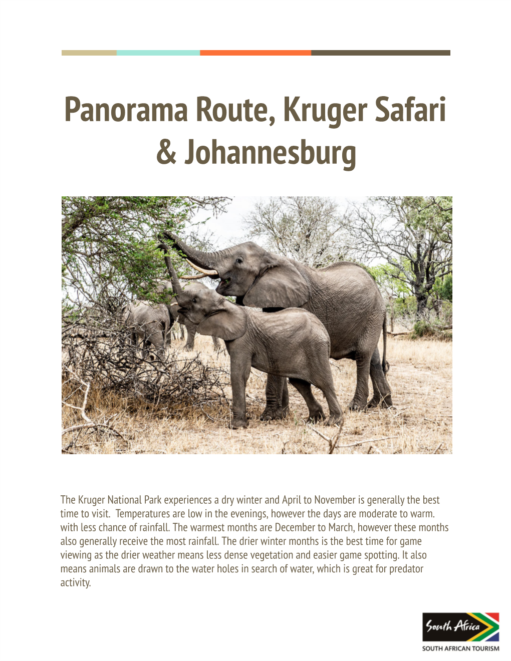 Panorama Route, Kruger Safari & Johannesburg