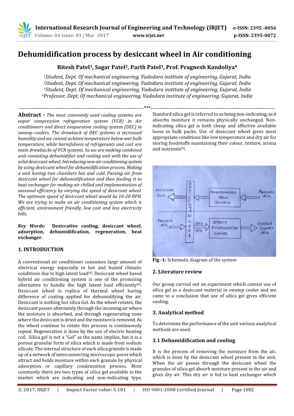 Dehumidification Process by Desiccant Wheel in Air Conditioning