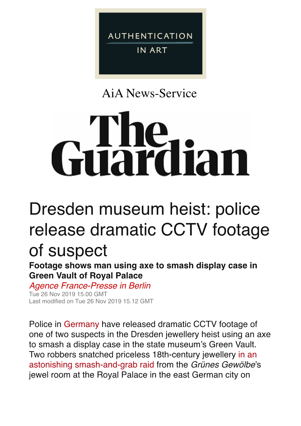 Dresden Museum Heist- Police Release