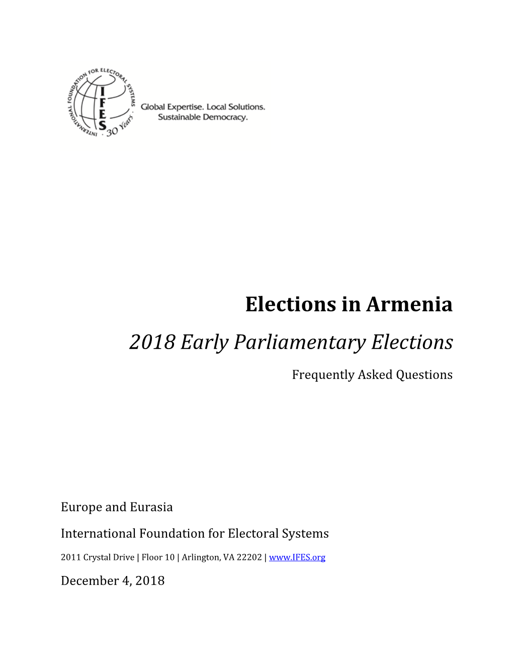 IFES Faqs on Elections in Armenia