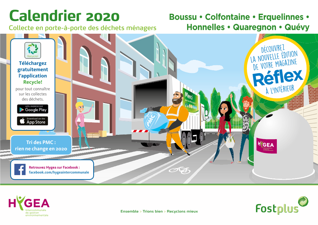 Calendrier 2020 Boussu • Colfontaine • Erquelinnes • Collecte En Porte-À-Porte Des Déchets Ménagers Honnelles • Quaregnon • Quévy