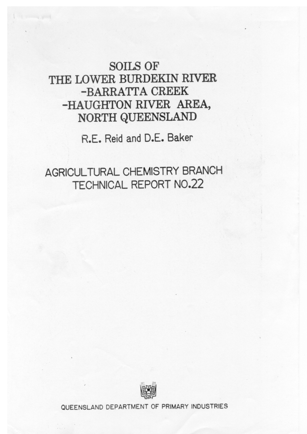 Soils of the Lower Burdekin River- Barratta Creek-Haughton River Area, North Queensland