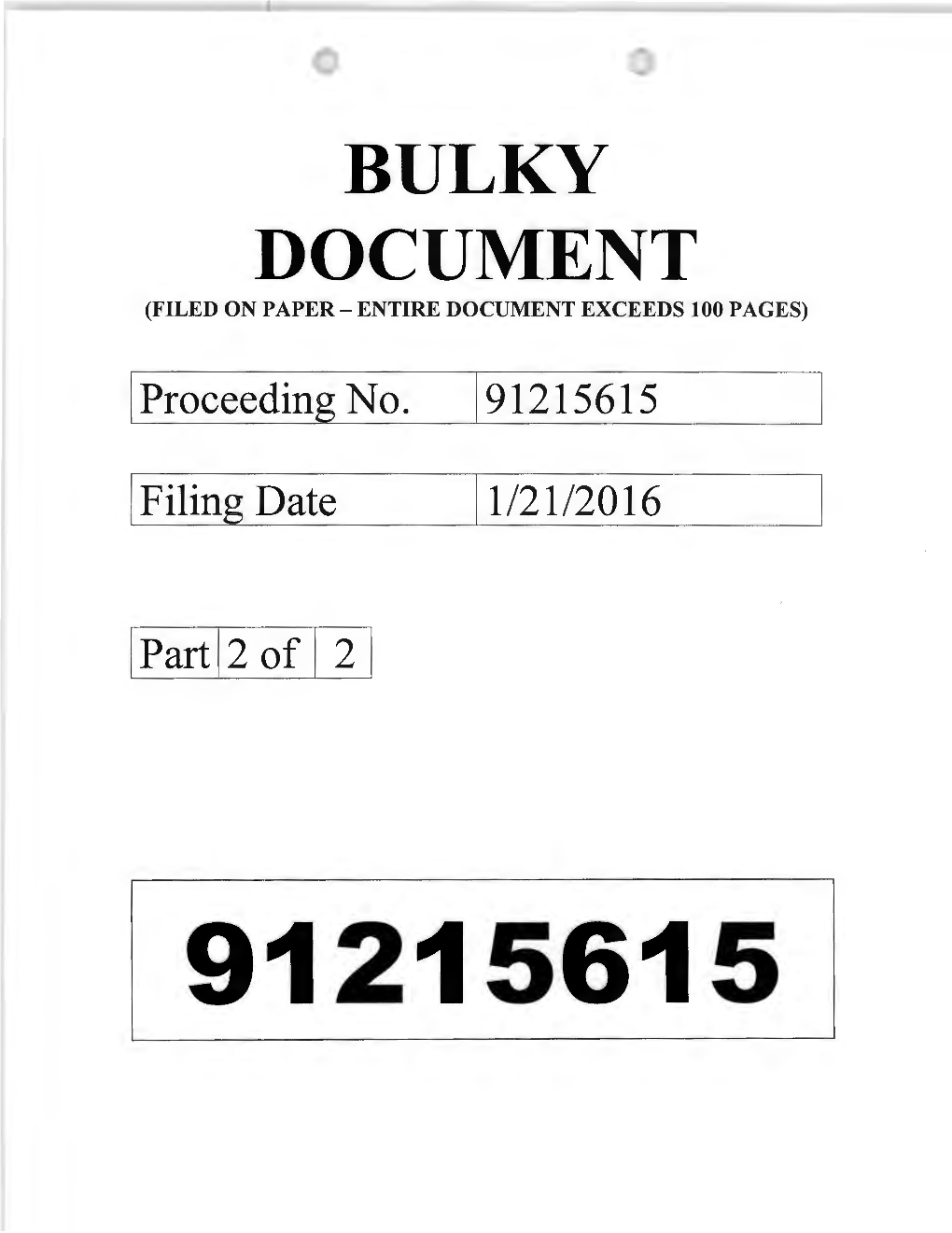 Bulky Document (Filed on Paper - Entire Document Exceeds 100 Pages)