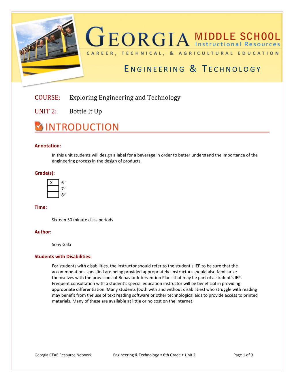 COURSE: Exploring Engineering and Technology