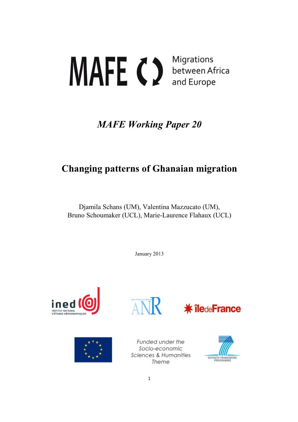 MAFE Working Paper 20 Changing Patterns of Ghanaian Migration