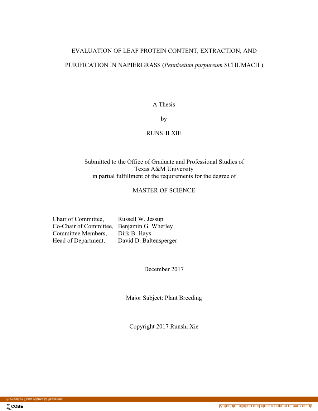 EVALUATION of LEAF PROTEIN CONTENT, EXTRACTION, and PURIFICATION in NAPIERGRASS ( Pennisetum Purpureum SCHUMACH.)