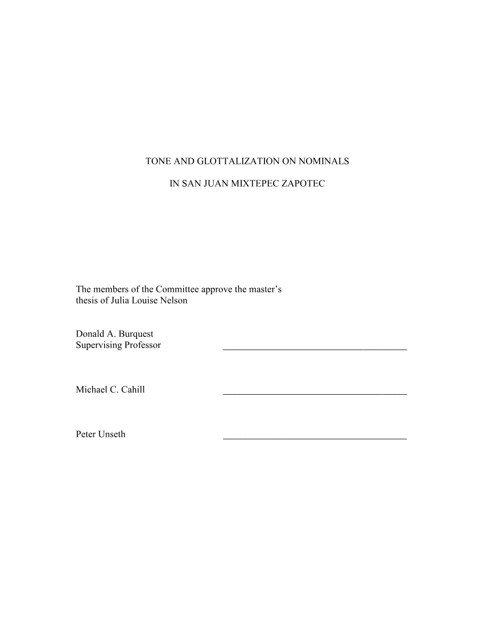 Tone and Glottalization on Nominals In