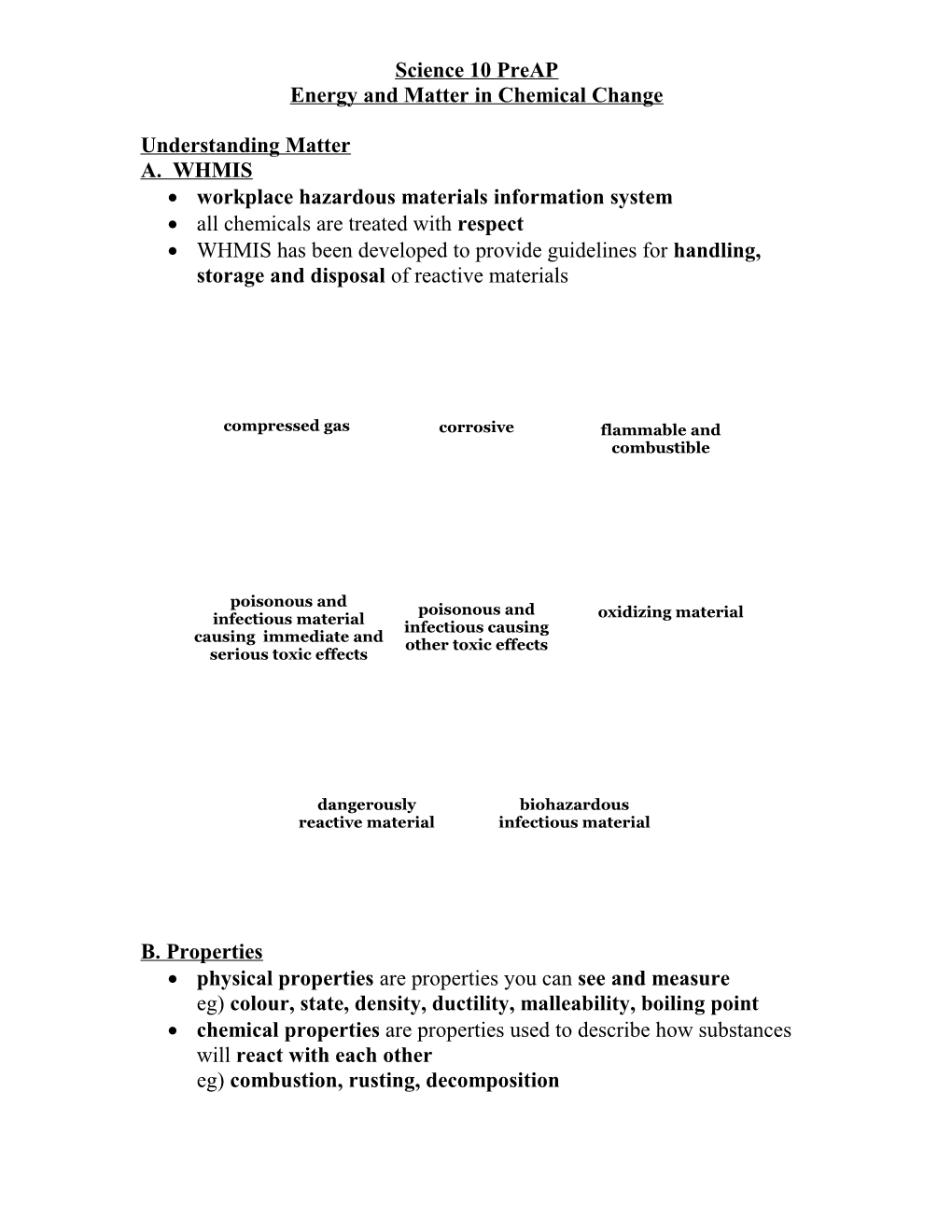 Energy and Matter in Chemical Change