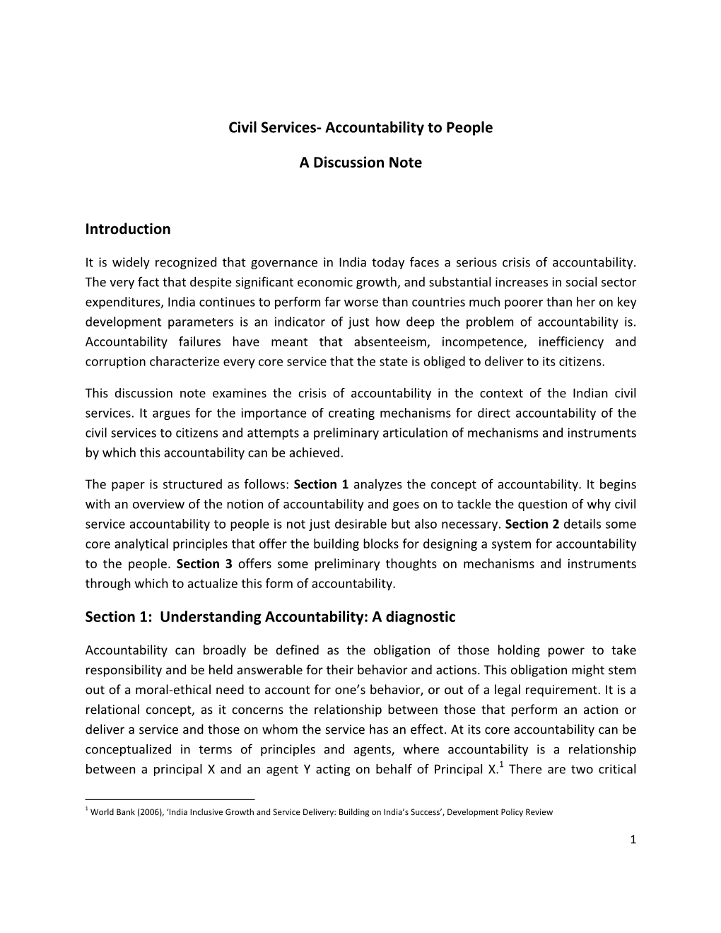 Civil Services- Accountability to People