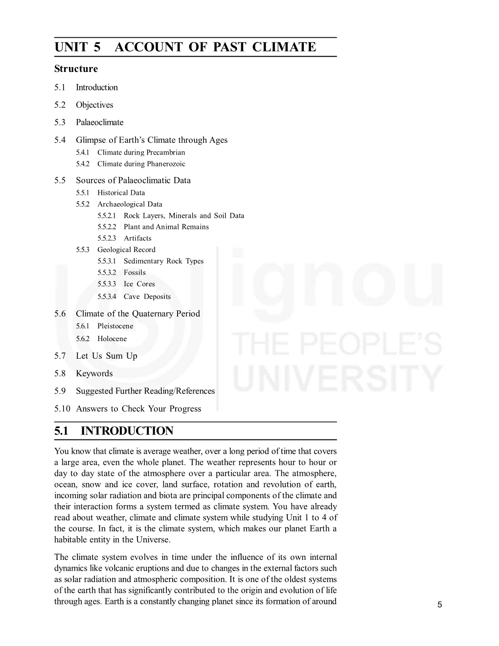 Unit 5 Account of Past Climate