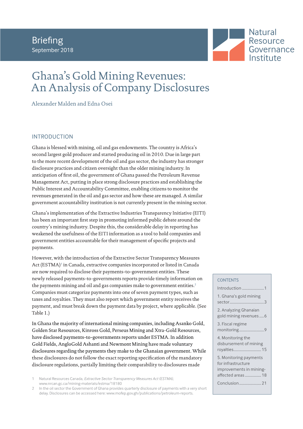 Ghana's Gold Mining Revenues: an Analysis of Company Disclosures