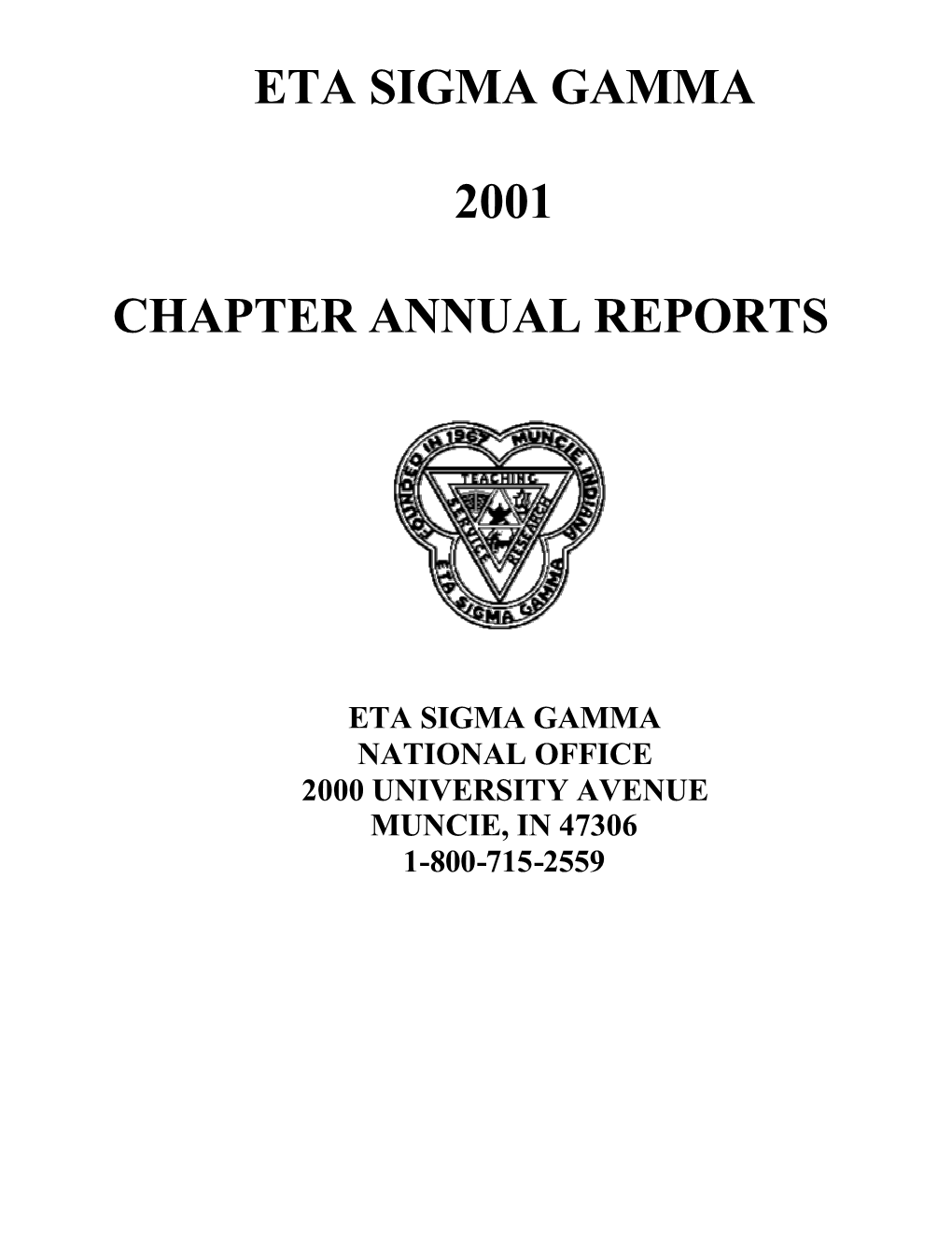2001 Chapter Reports