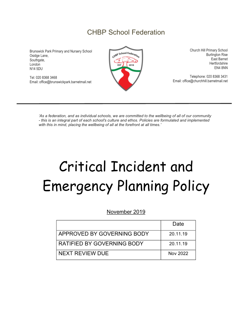 Critical Incident & Emergency Planning