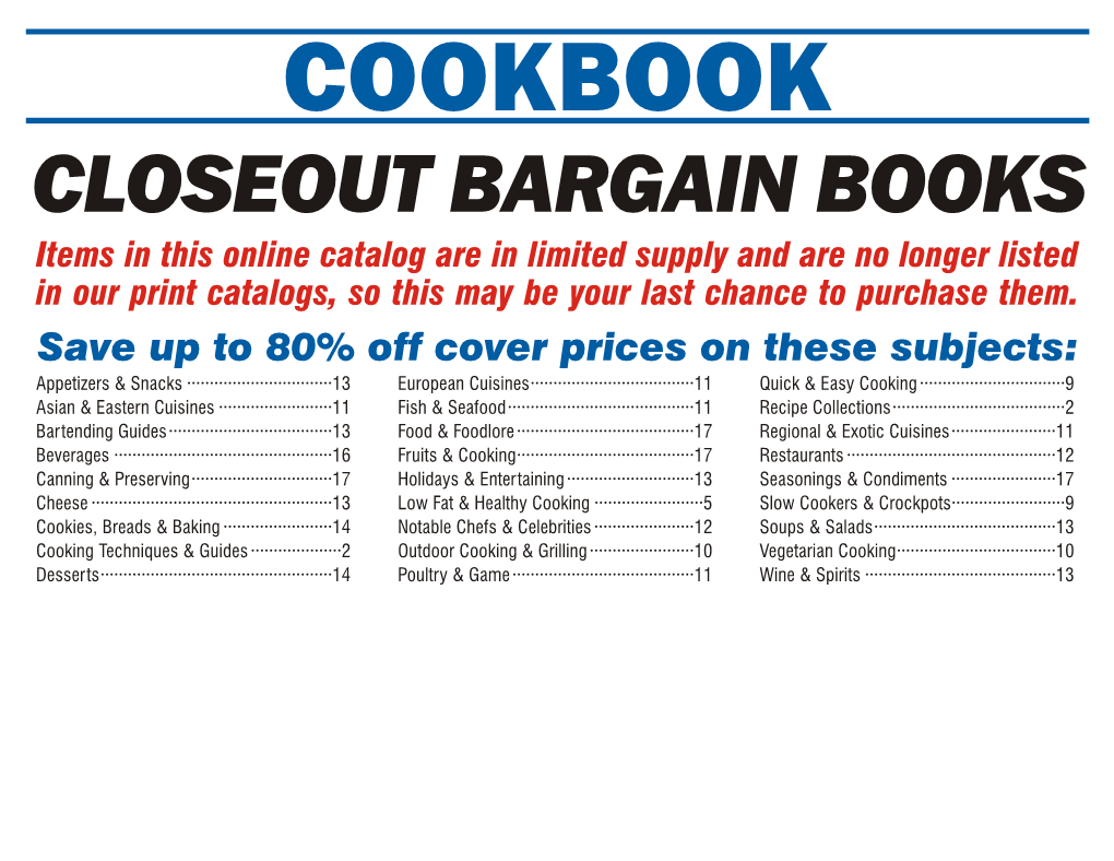 Closeout Bargain Books