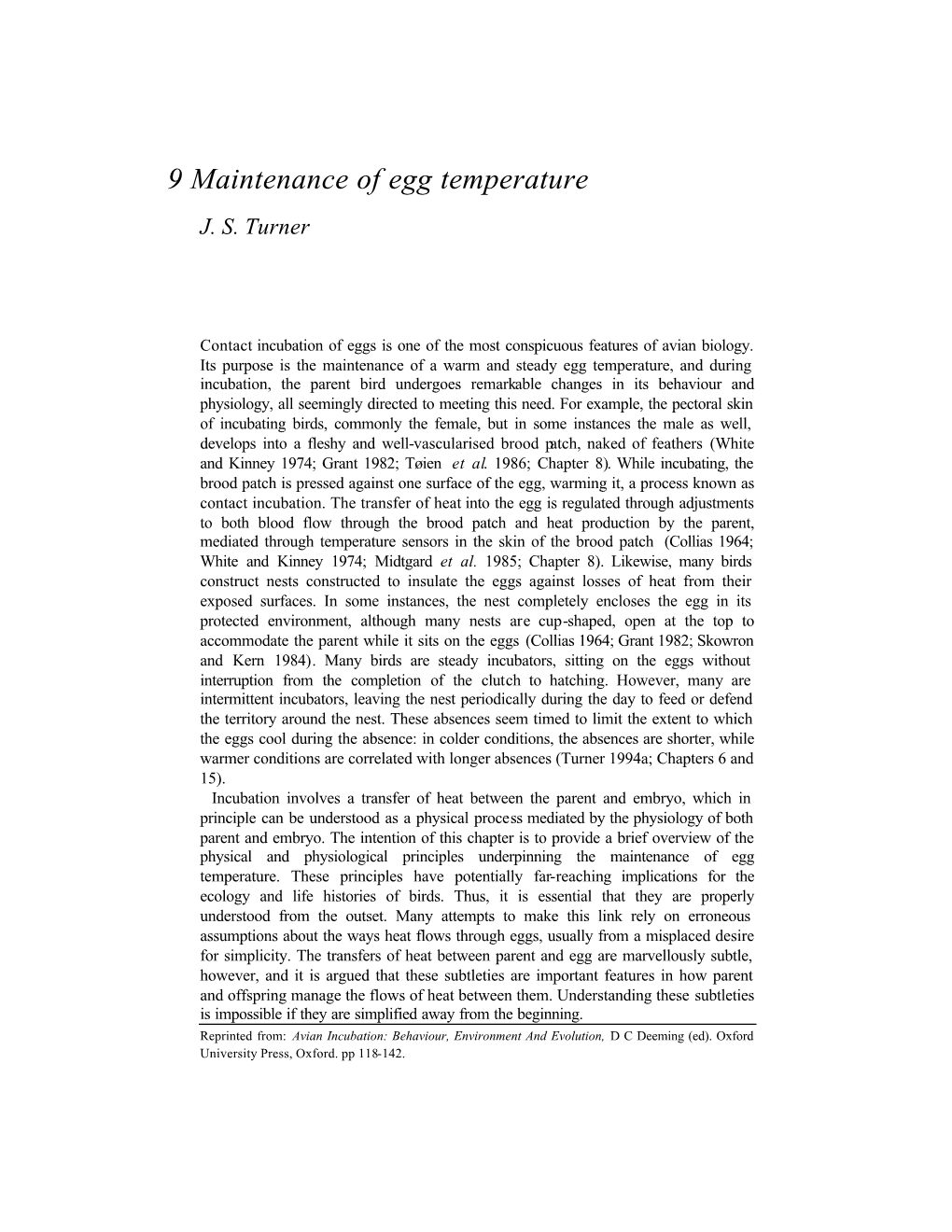 9 Maintenance of Egg Temperature J