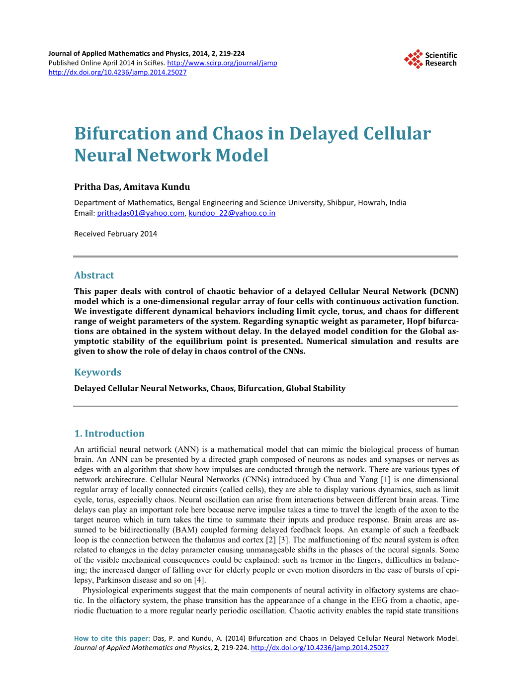 Bifurcation and Chaos in Delayed Cellular Neural Network Model