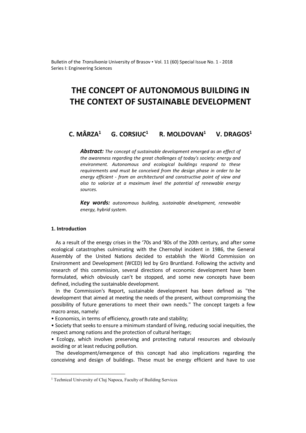 The Concept of Autonomous Building in the Context of Sustainable Development