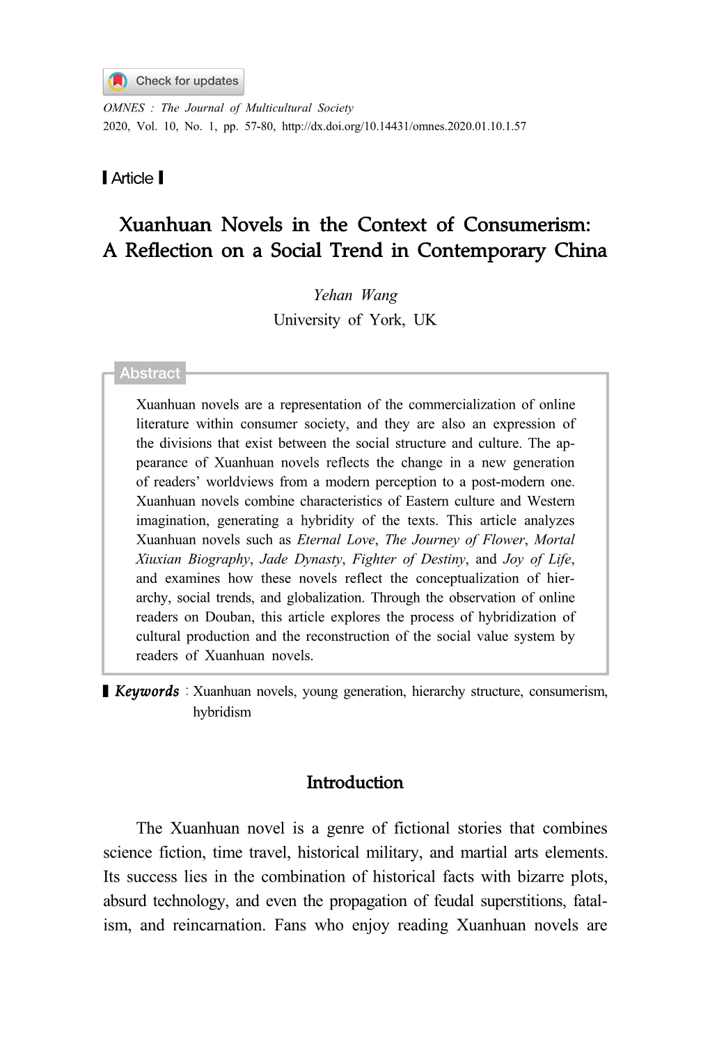 Xuanhuan Novels in the Context of Consumerism: a Reflection on a Social Trend in Contemporary China