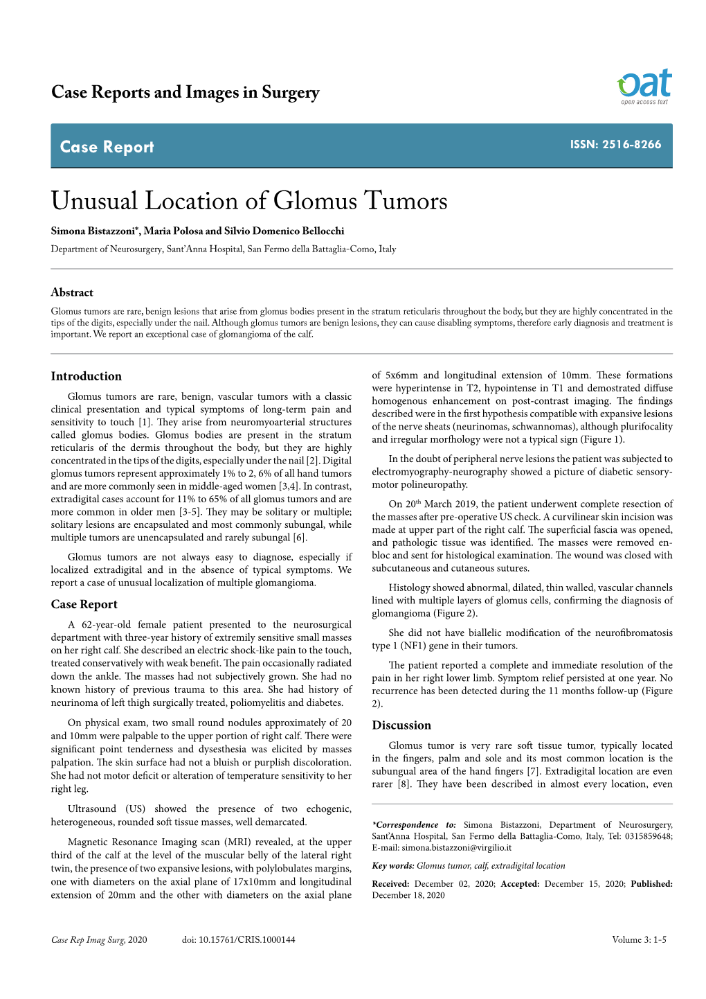 Unusual Location of Glomus Tumors