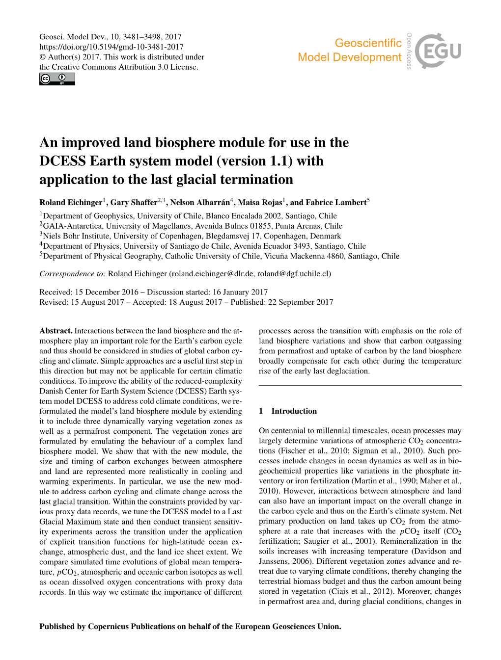 An Improved Land Biosphere Module for Use in the DCESS Earth System Model (Version 1.1) with Application to the Last Glacial Termination