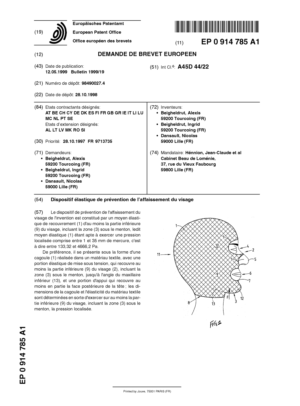 Dispositif Élastique De Prévention De L'affaissement Du Visage