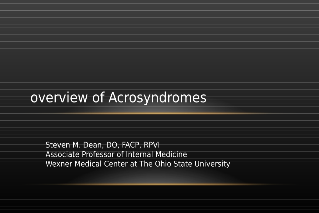 Overview of Acrosyndromes