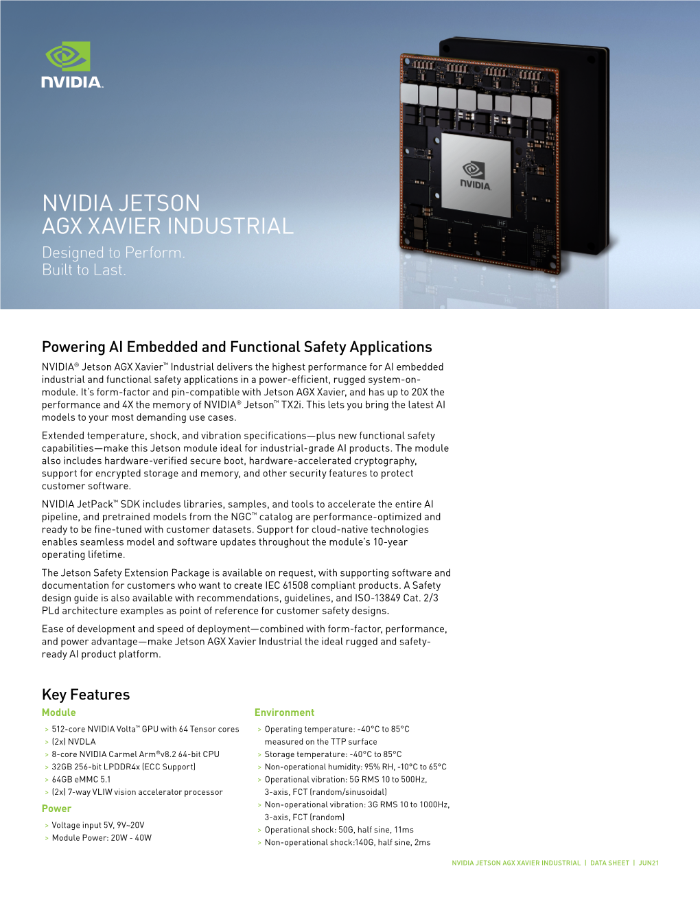 NVIDIA Jetson AGX Xavier Industrial | Datasheet