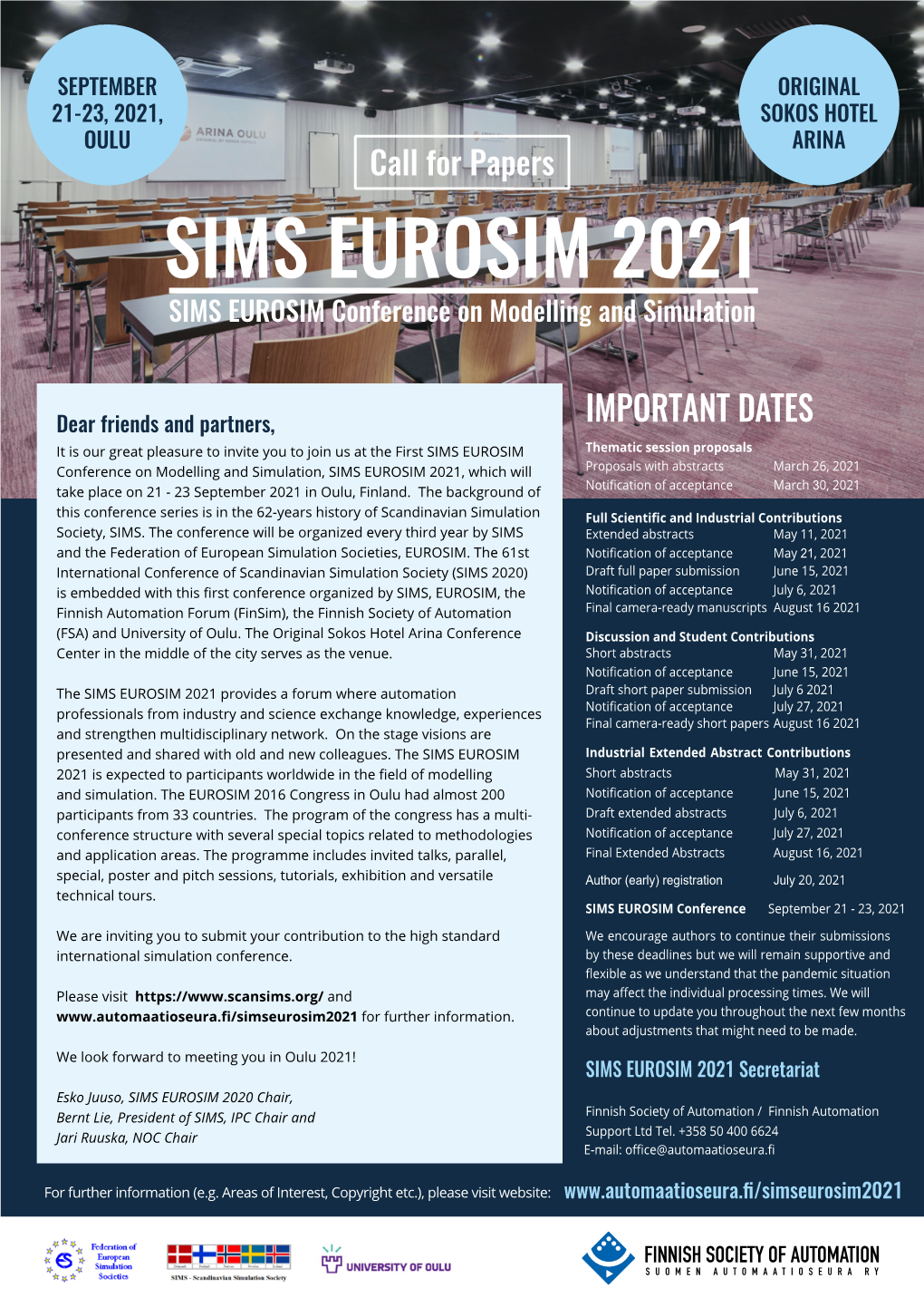 SIMS EUROSIM 2021 SIMS EUROSIM Conference on Modelling and Simulation