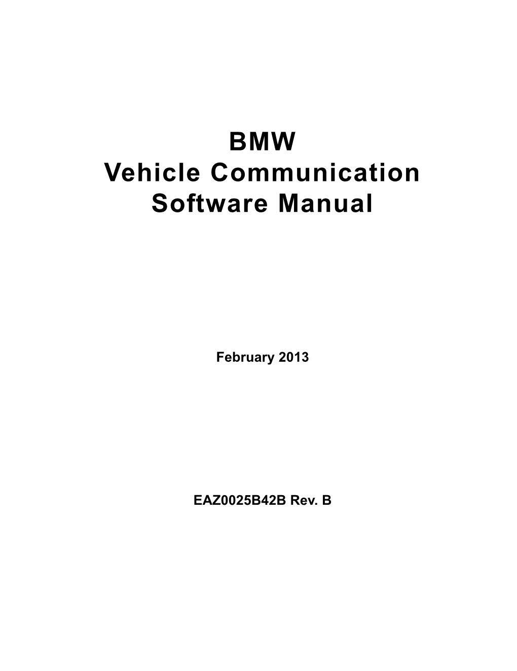 BMW Vehicle Communication Software Manual