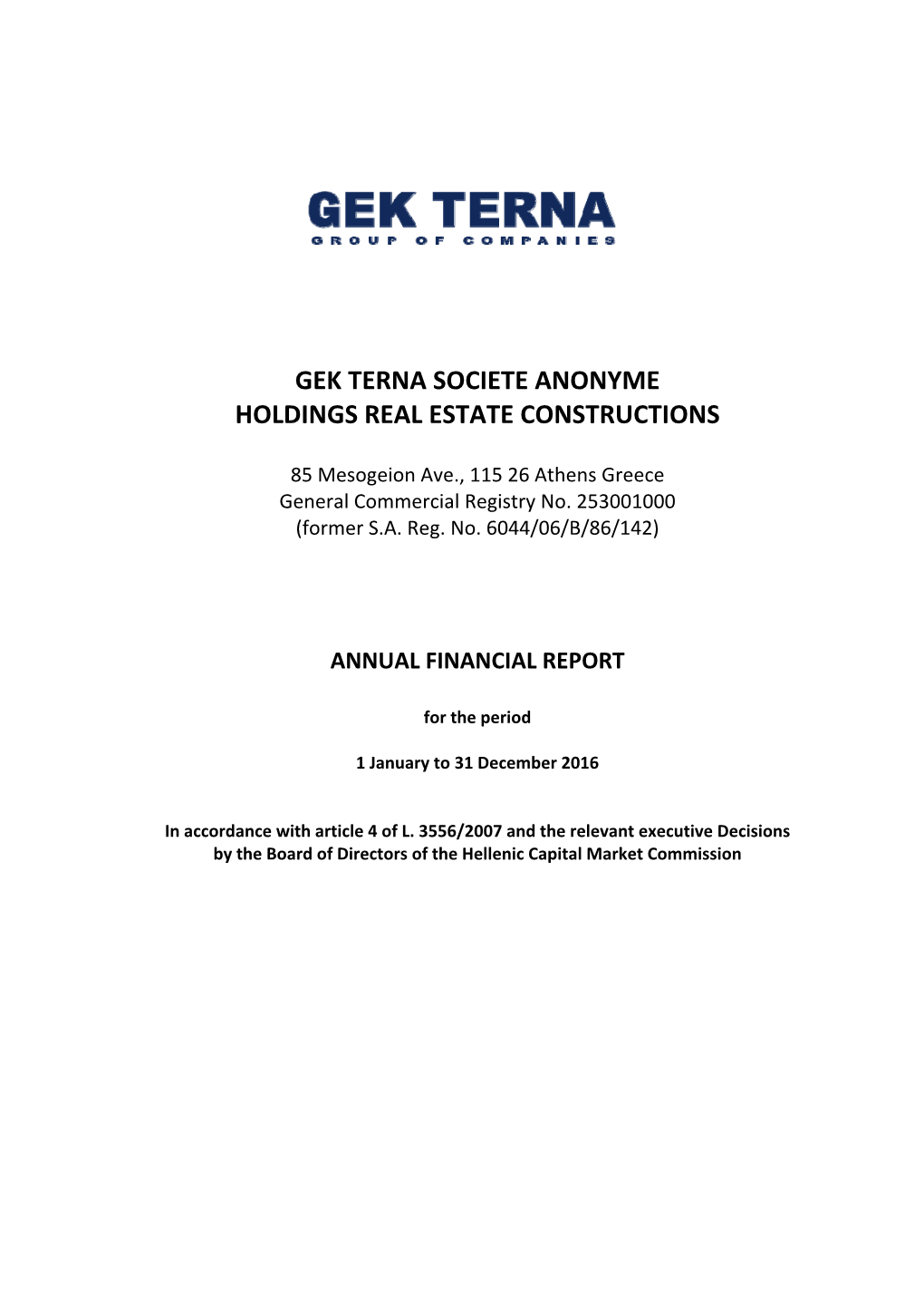 Gek Terna Societe Anonyme Holdings Real Estate Constructions