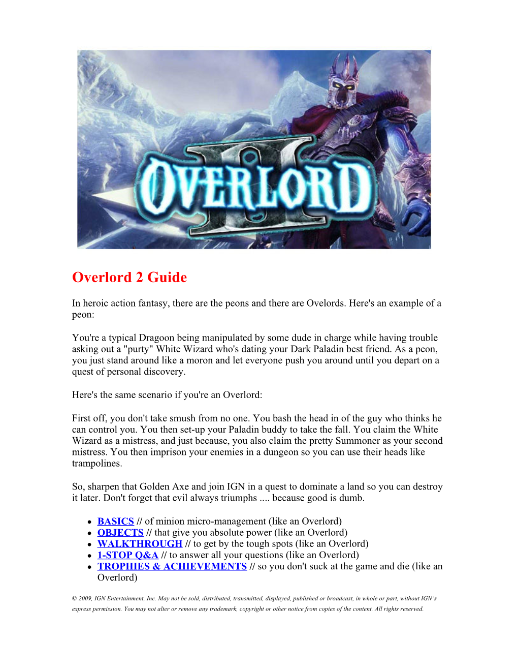 Overlord 2 Guide