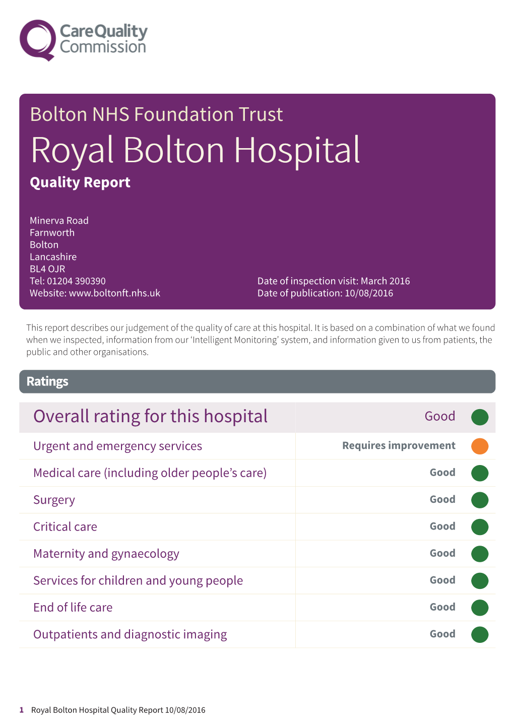 Royal Bolton Hospital Newapproachcomprehensive Report