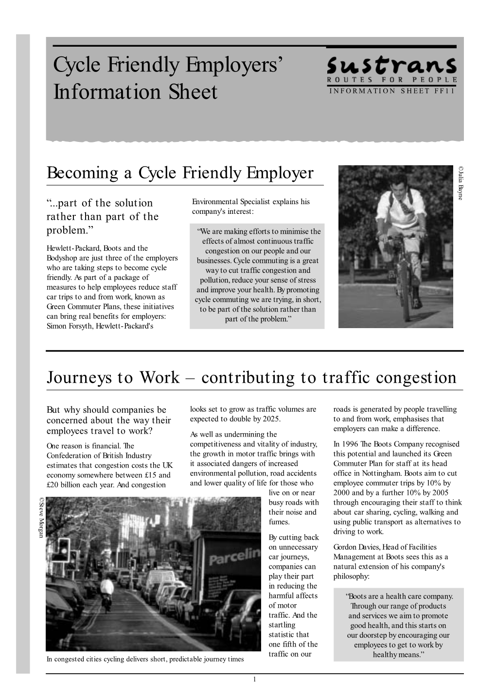 Cycle Friendly Employers' Information Sheet