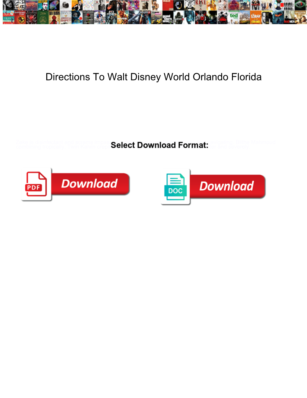 Directions to Walt Disney World Orlando Florida