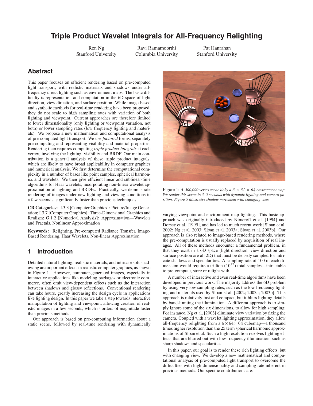 Wavelet Triple Product Integrals for All-Frequency Relighting