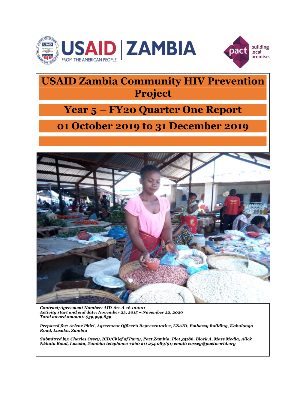 USAID Zambia Community HIV Prevention Project Year 5 – FY20