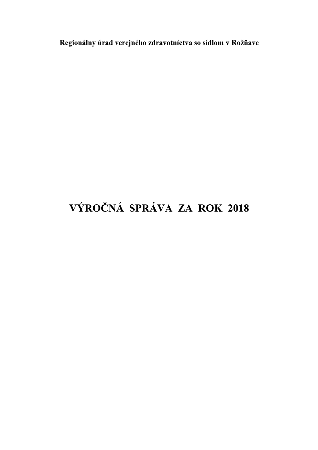 Výročná Správa Za Rok 2018