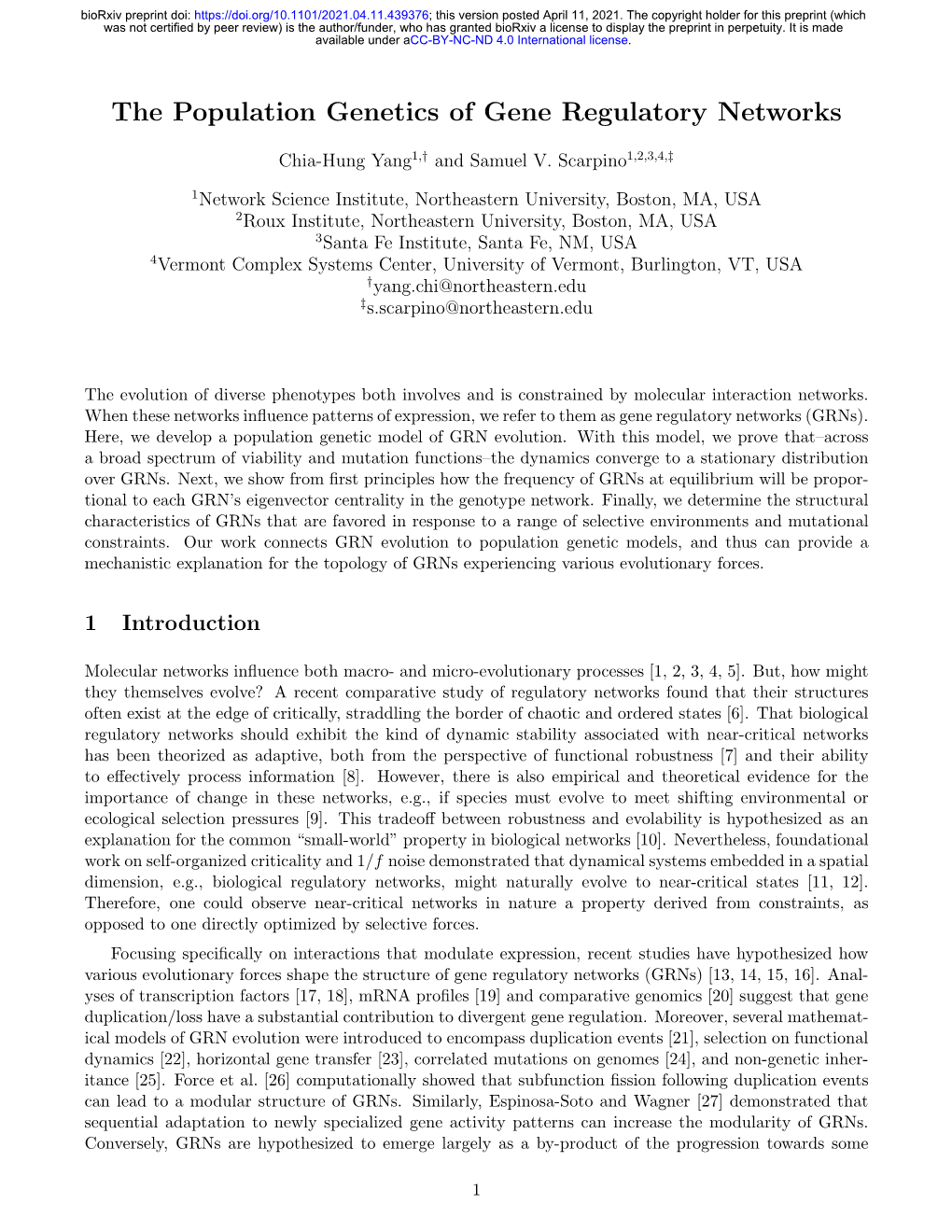 The Population Genetics of Gene Regulatory Networks