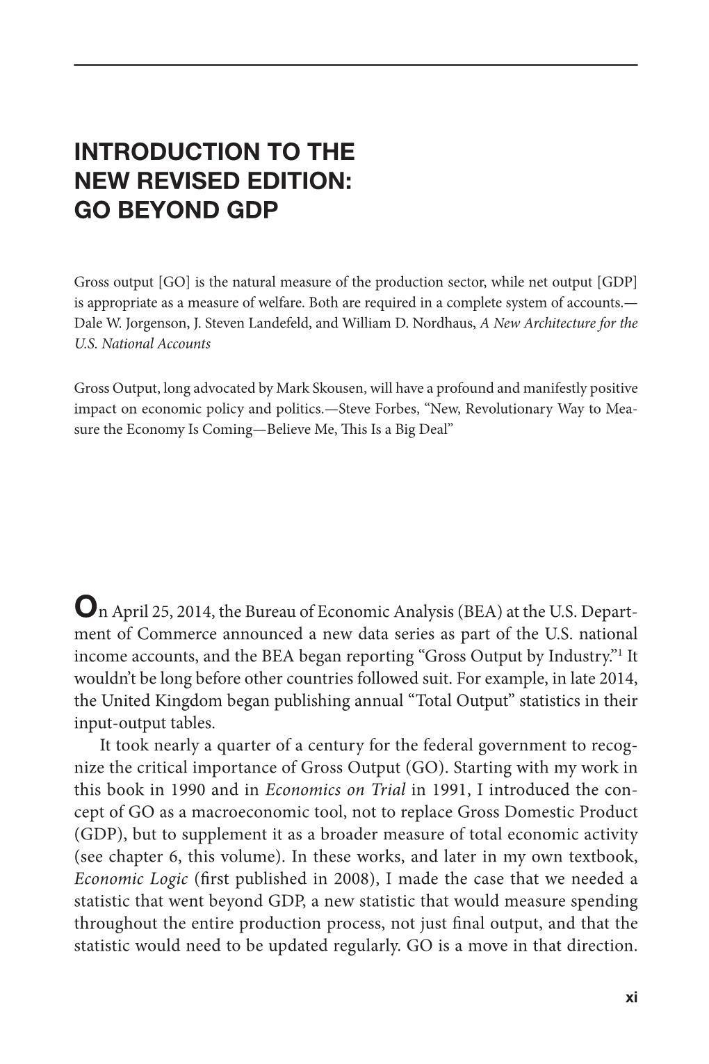 Introduction to the New Revised Edition: Go Beyond Gdp