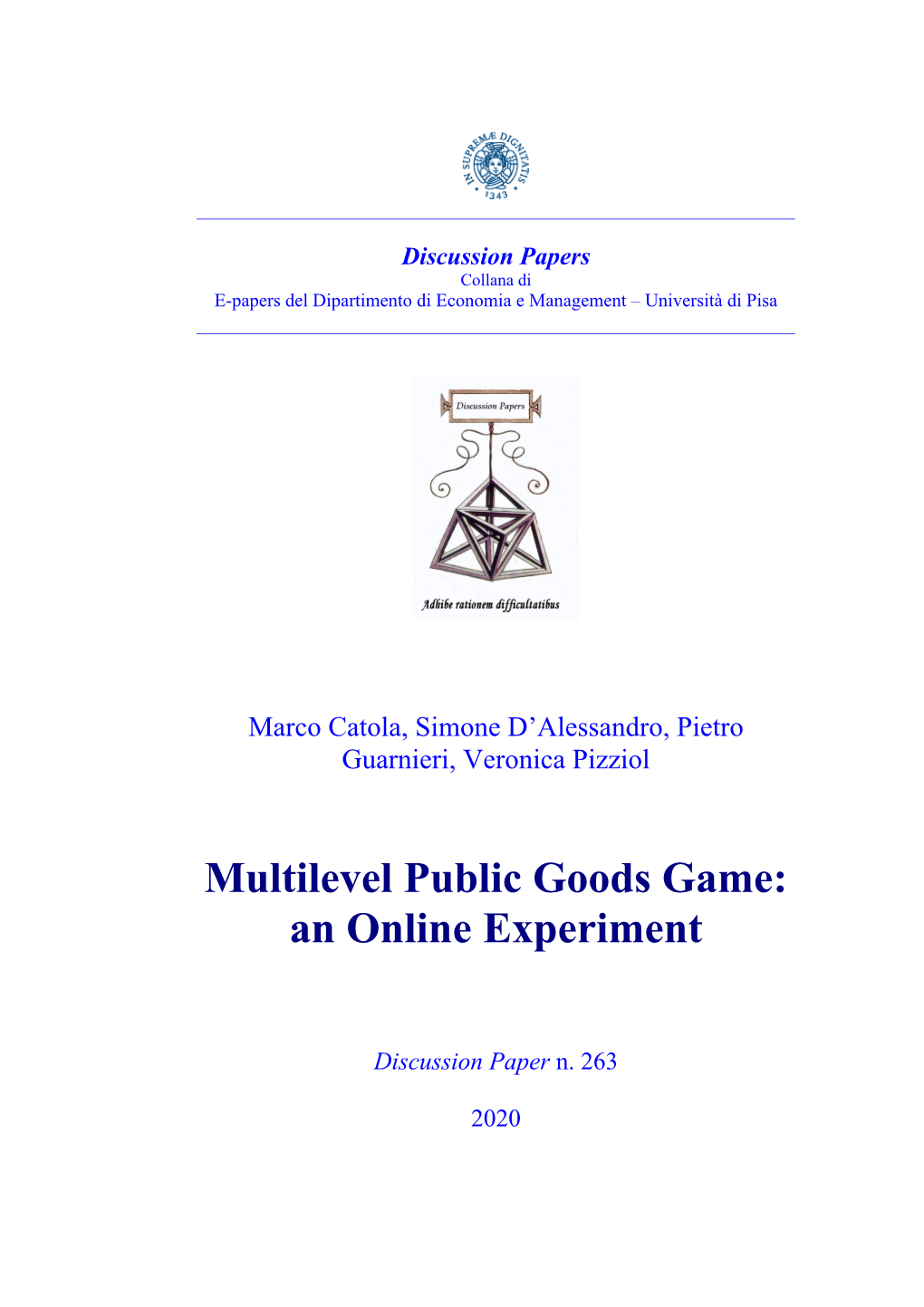 Multilevel Public Goods Game: an Online Experiment