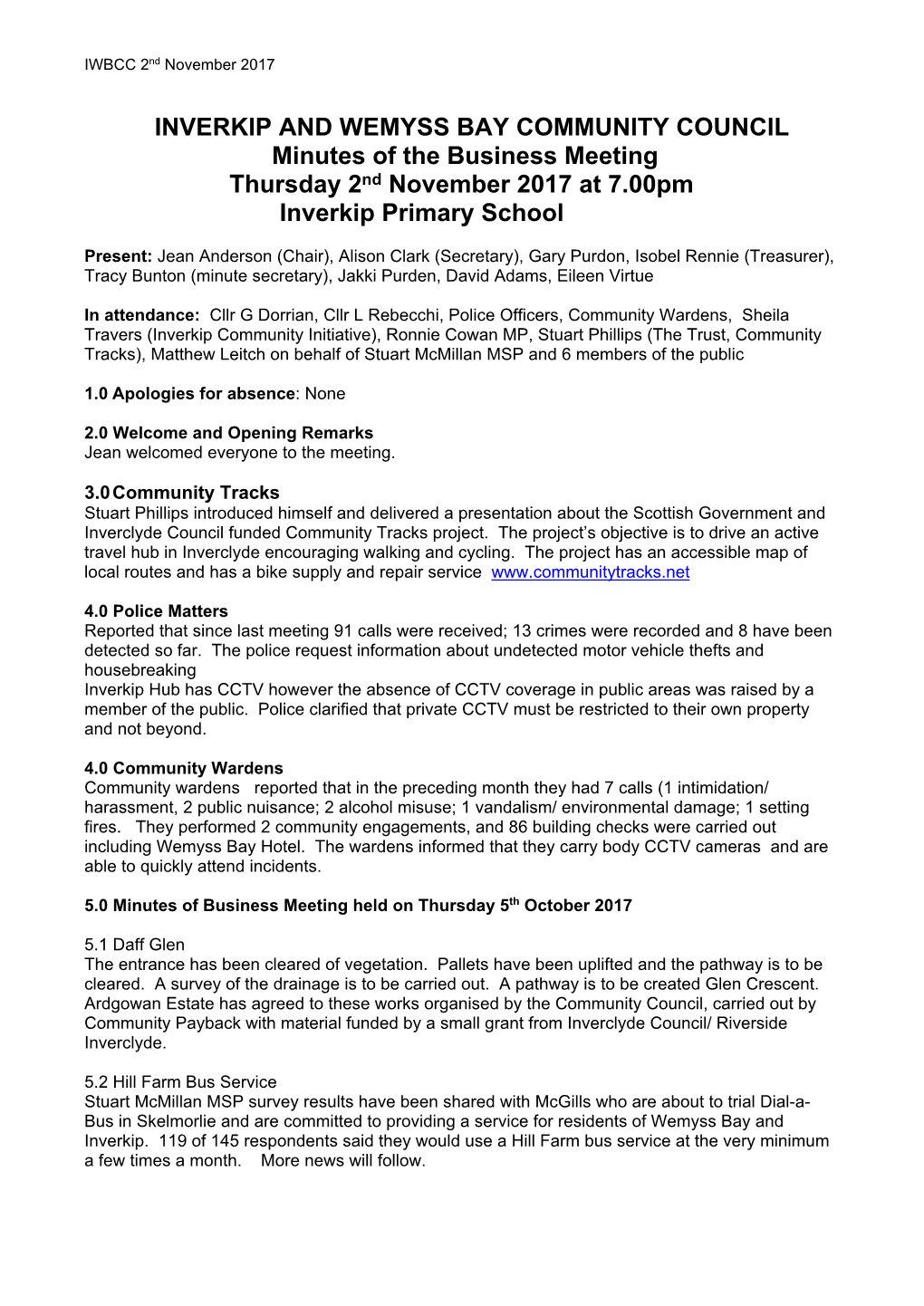 November 2017 (Inverkip Primary School)