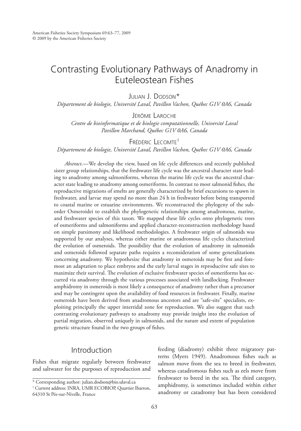 Contrasting Evolutionary Pathways of Anadromy in Euteleostean Fishes