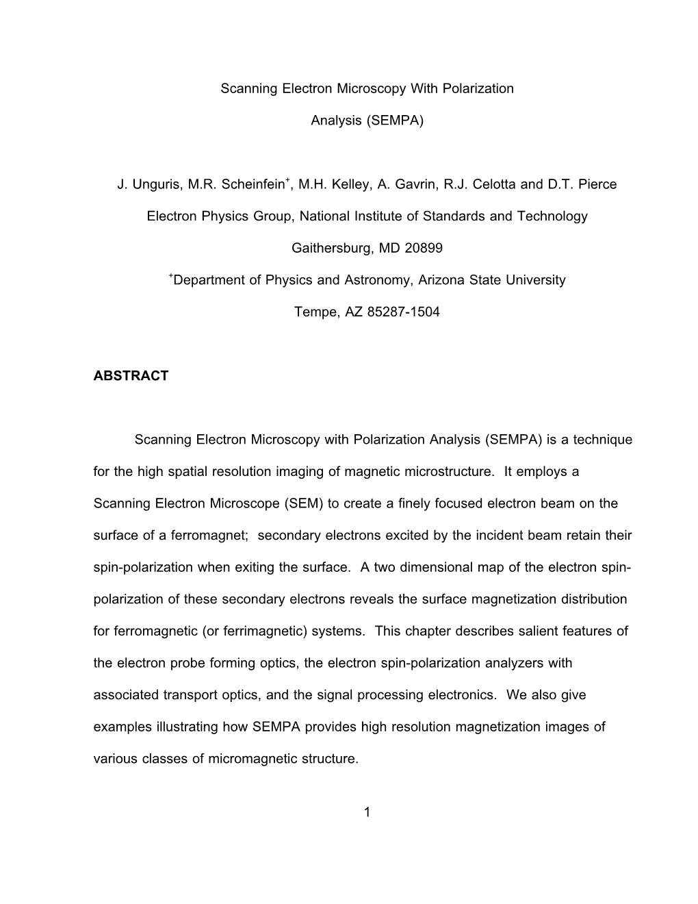 1 Scanning Electron Microscopy with Polarization Analysis (SEMPA) J