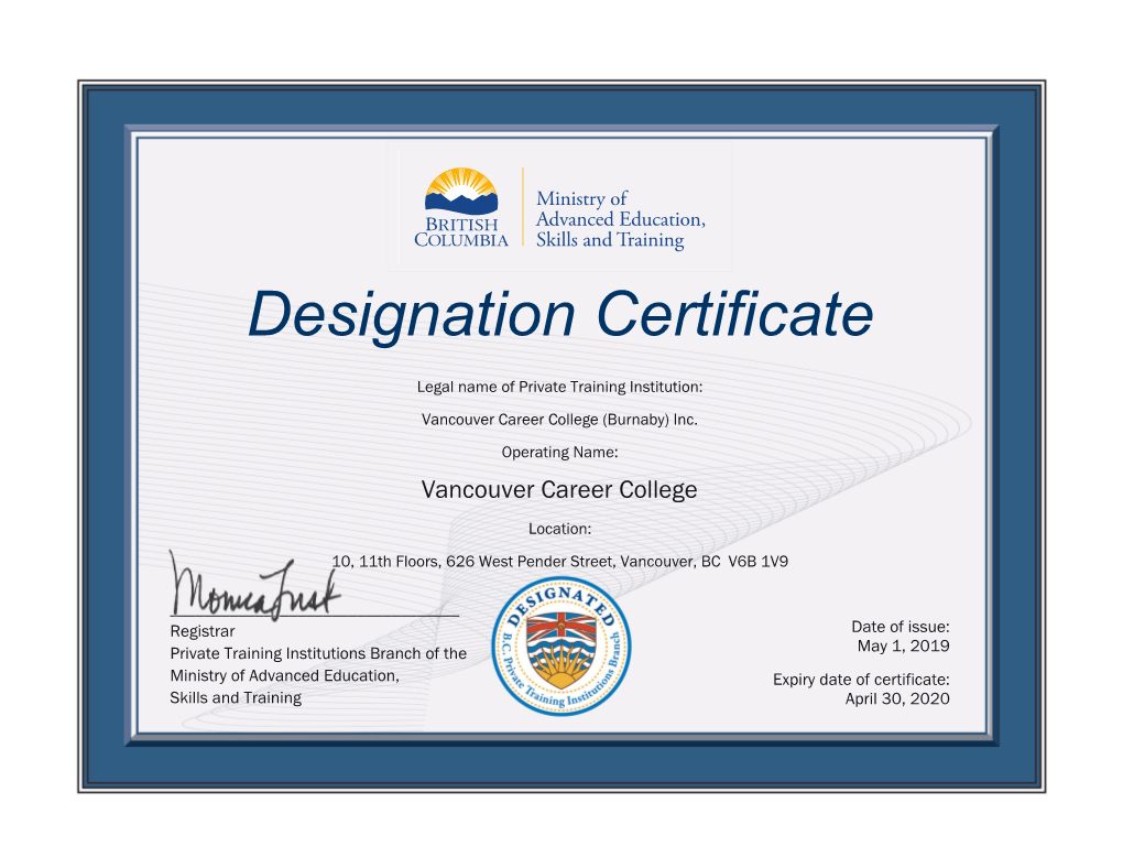 Re-Certification, Certificate Issued