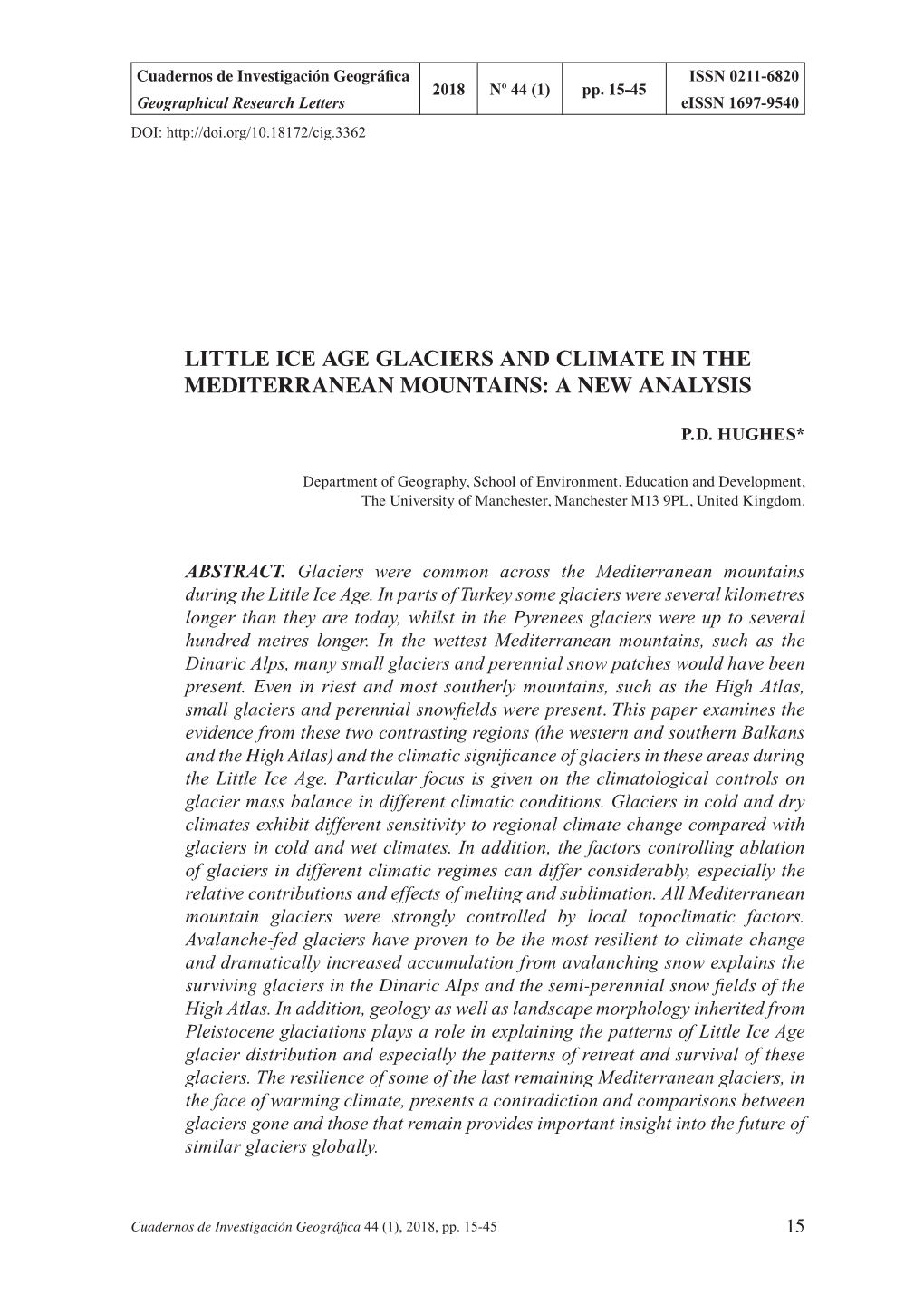 Little Ice Age Glaciers and Climate in the Mediterranean Mountains: a New Analysis