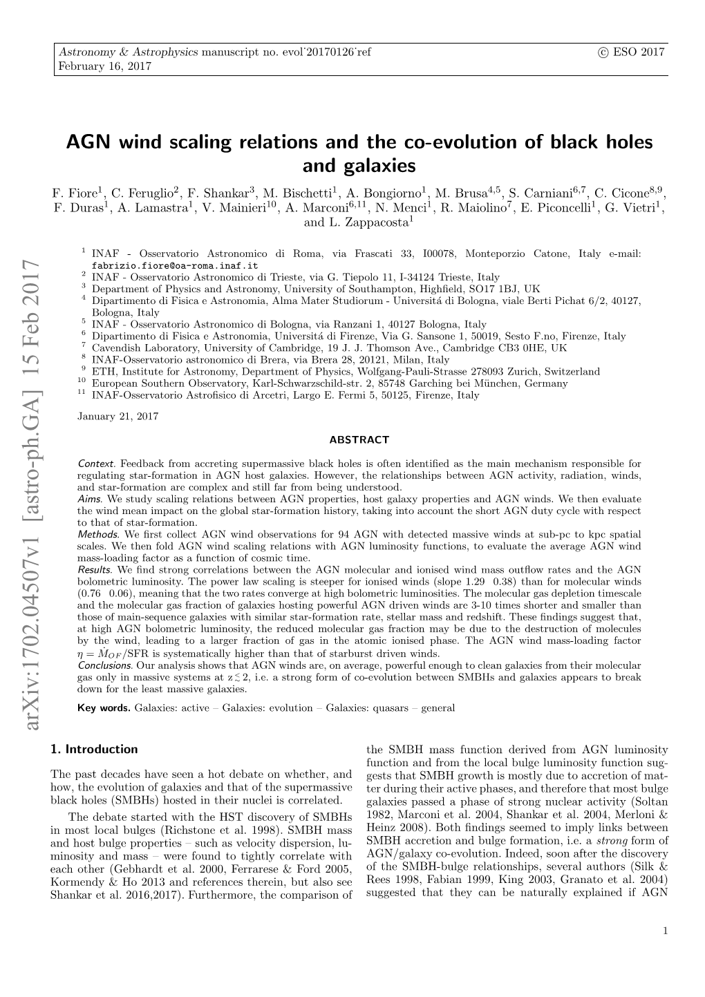 AGN Wind Scaling Relations and the Co-Evolution of Black Holes and Galaxies