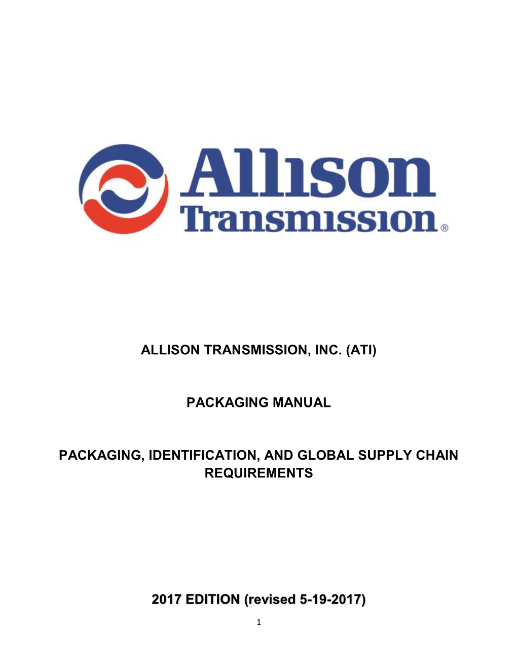 Allison Transmission, Inc. (Ati) Packaging Manual