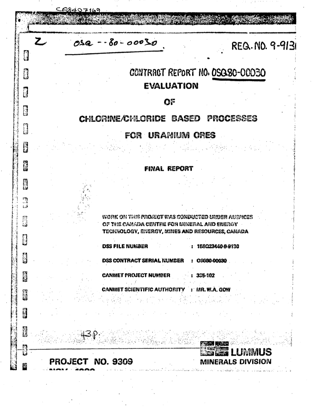Chlorine/Chloride Based Processes for Uranium Ores"